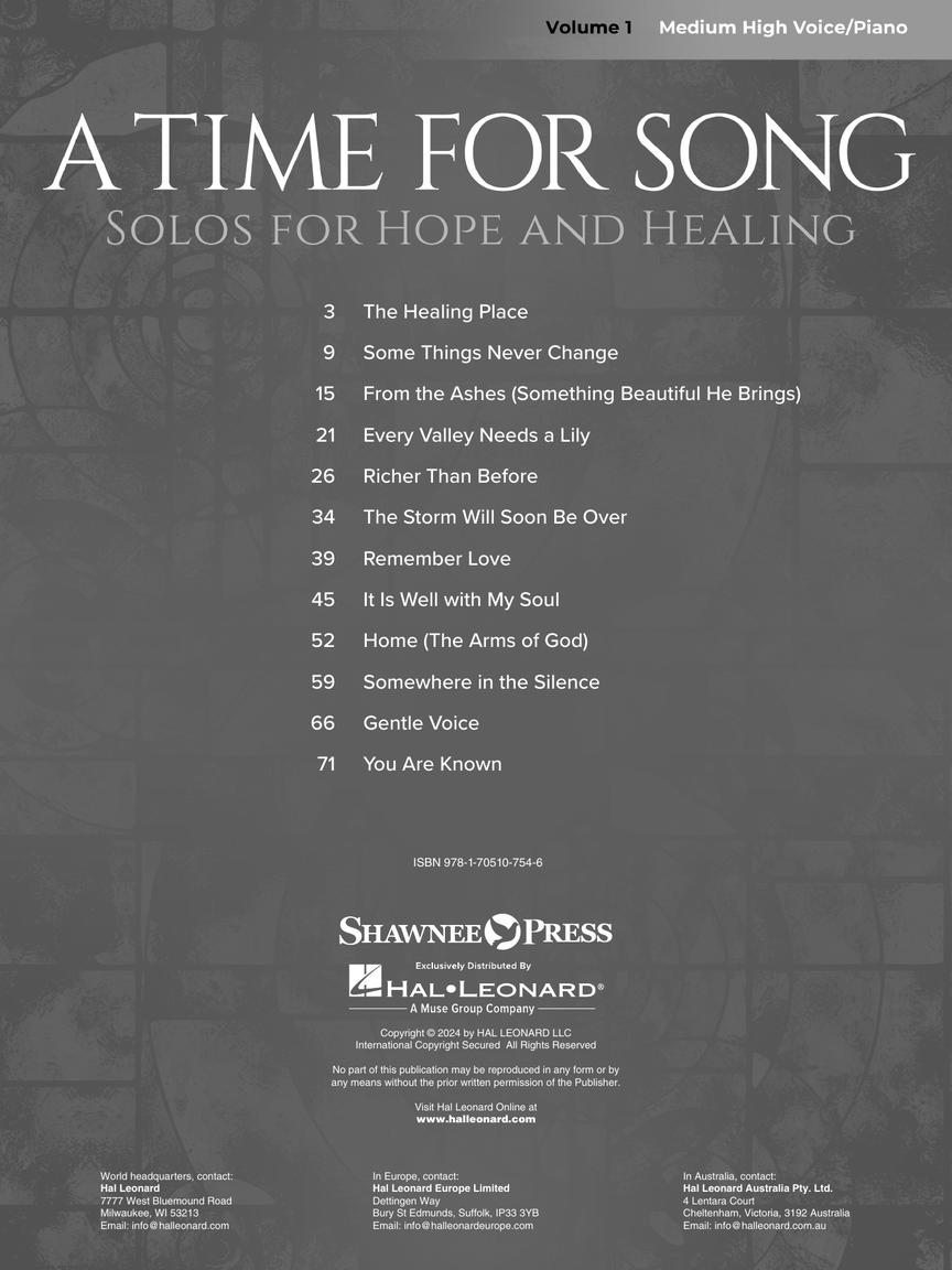 A Time for Song - Volume 1 (Solos for Hope and Healing)