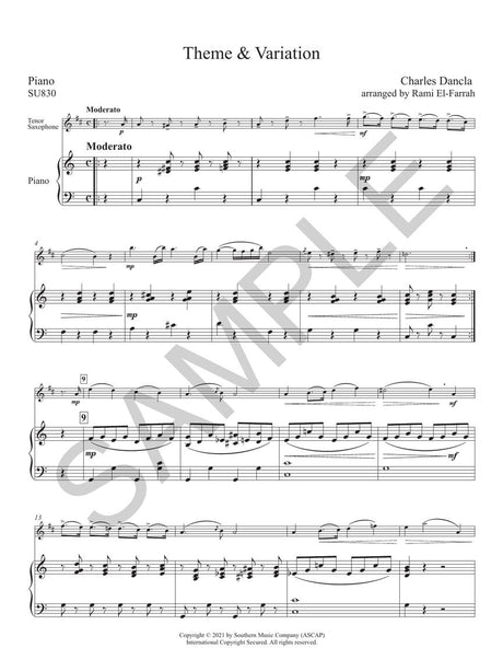 Dancla: Air Varie on a Theme by Pacini, Op. 89, No. 1 (arr. for tenor sax & piano)