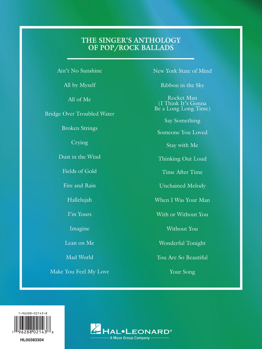 The Singer's Anthology of Pop/Rock Ballads