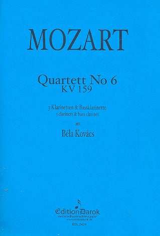 Mozart: Quartet No. 6 in B-flat Major, K. 159 (arr. for clarinet quartet)