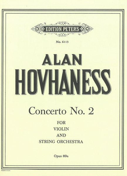 Hovhaness: Violin Concerto No. 2 Op 89a