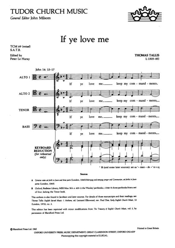 Tallis: If ye love me