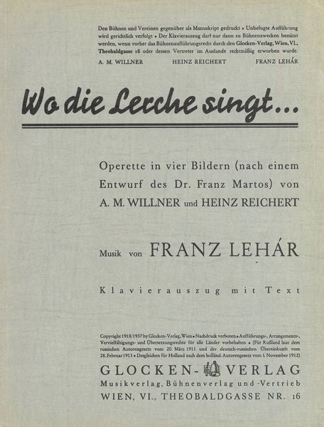 Lehár: Wo die Lerche singt