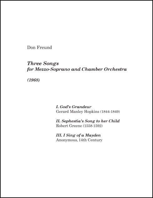 Freund: Three Songs for Mezzo-Soprano and Chamber Orchestra