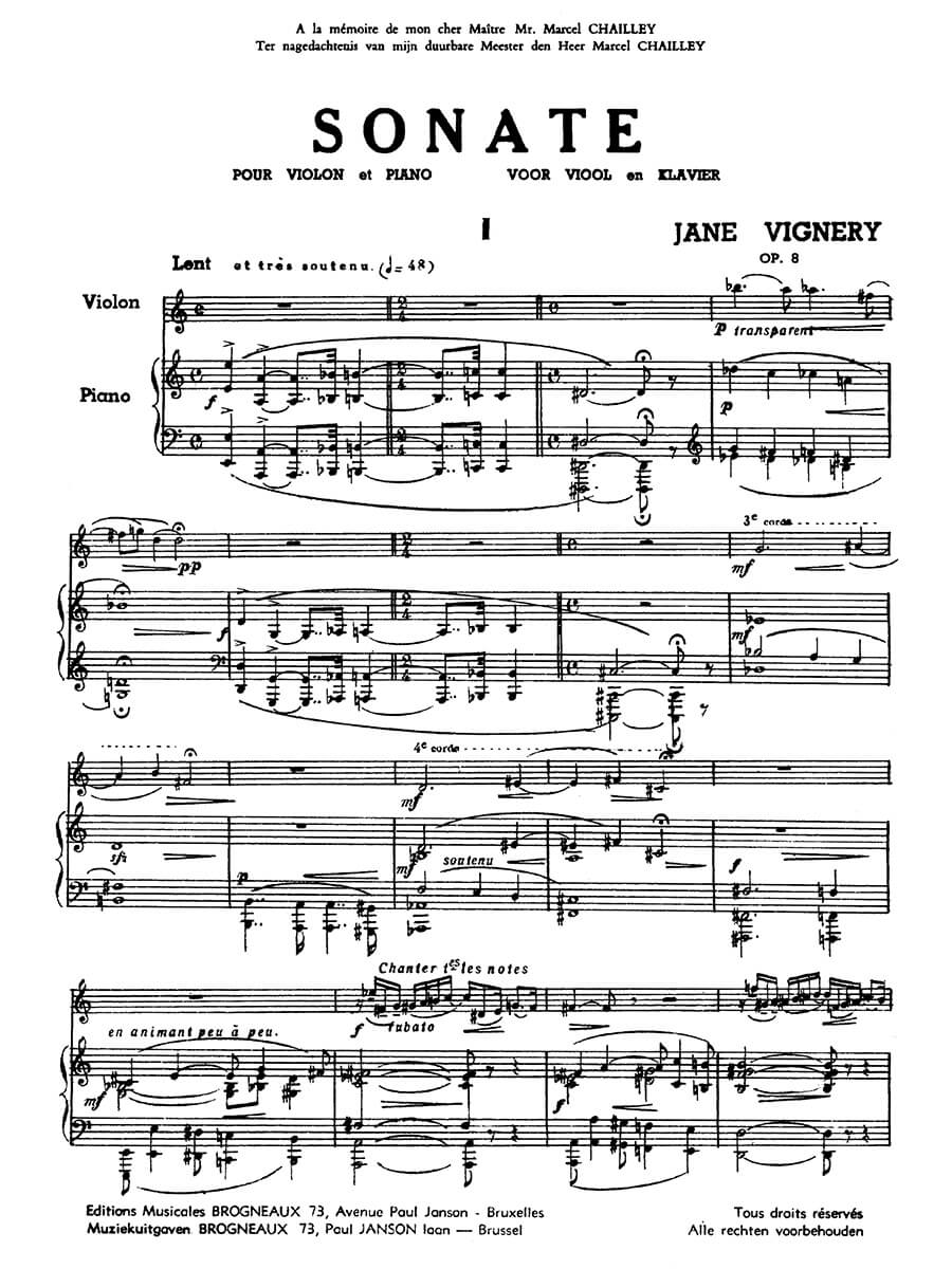 Vignery: Violin Sonata, Op. 8