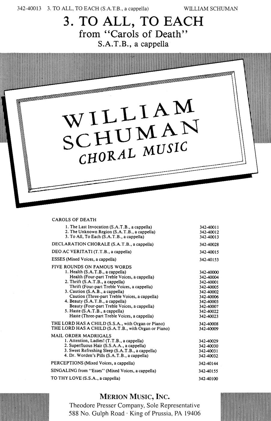 W. Schuman: To All, To Each