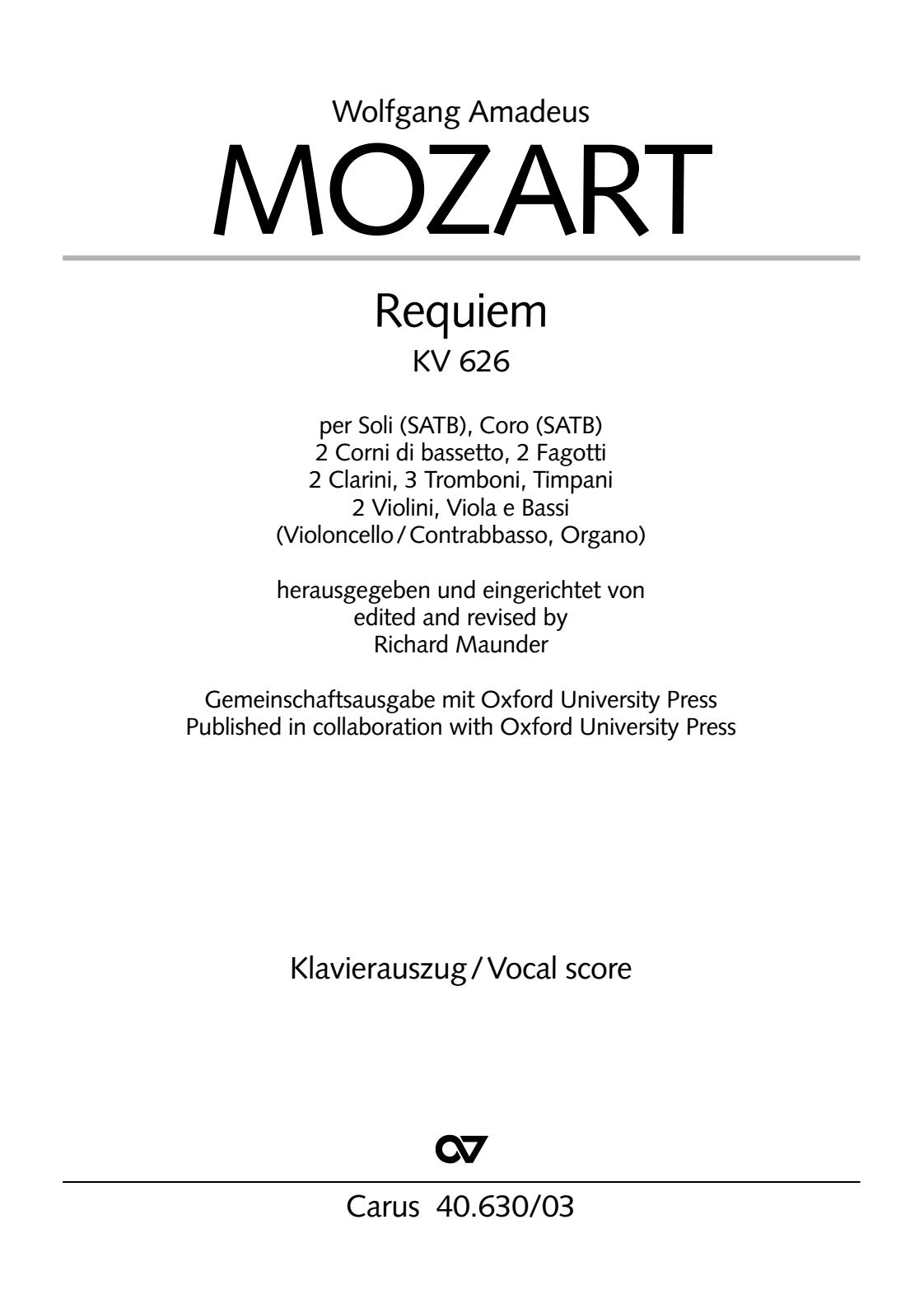 Mozart: Requiem, K. 626 (ed. Maunder)