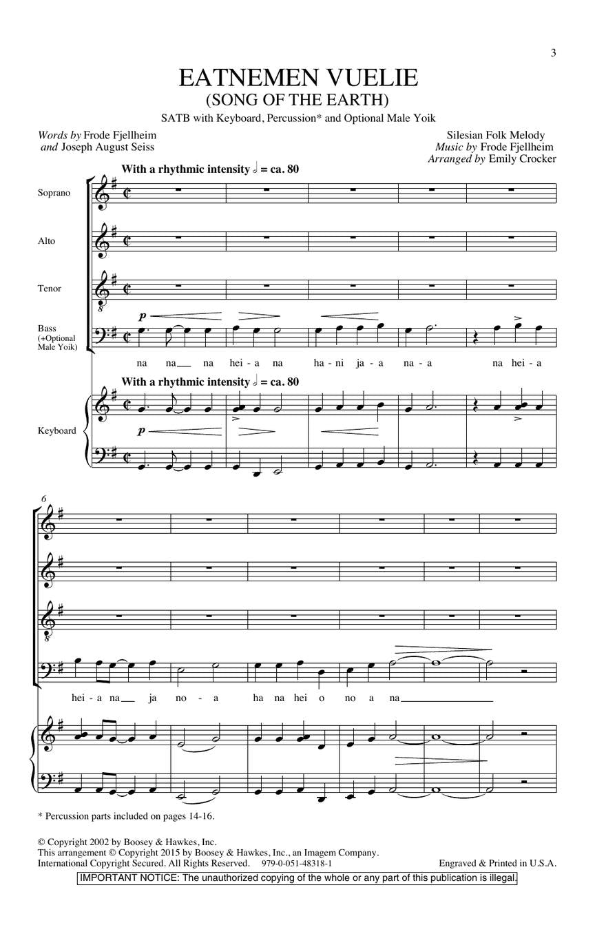 Fjellheim: Eatnemen Vuelie (arr. for SATB & piano)