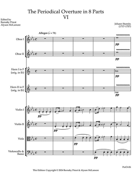 Stamitz: The Periodical Overture in 8 parts No. 6