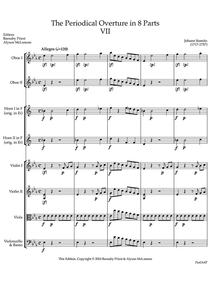 Stamitz: The Periodical Overture in 8 parts No. 7