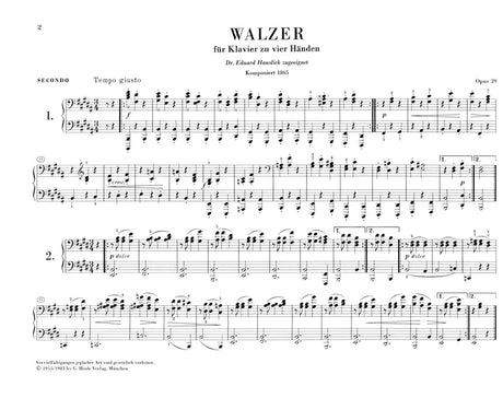 Brahms: Waltzes, Op. 39 (1 Piano, 4 Hands)