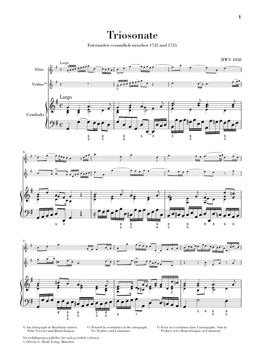 Bach: Trio Sonata for Flute, Violin and Continuo, BWV 1038