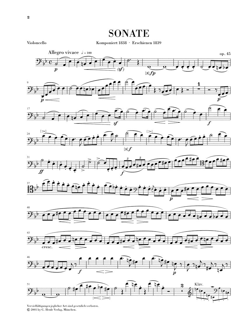 Mendelssohn: Cello Sonata in B-flat Major, Op. 45 - Ficks Music