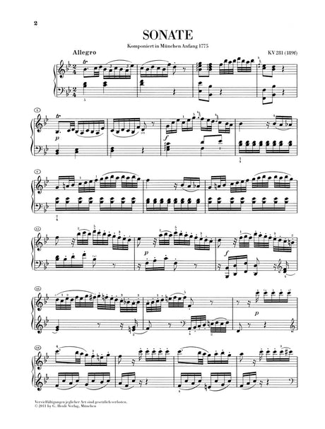 Mozart: Piano Sonata in B-flat Major, K. 281 (189f)