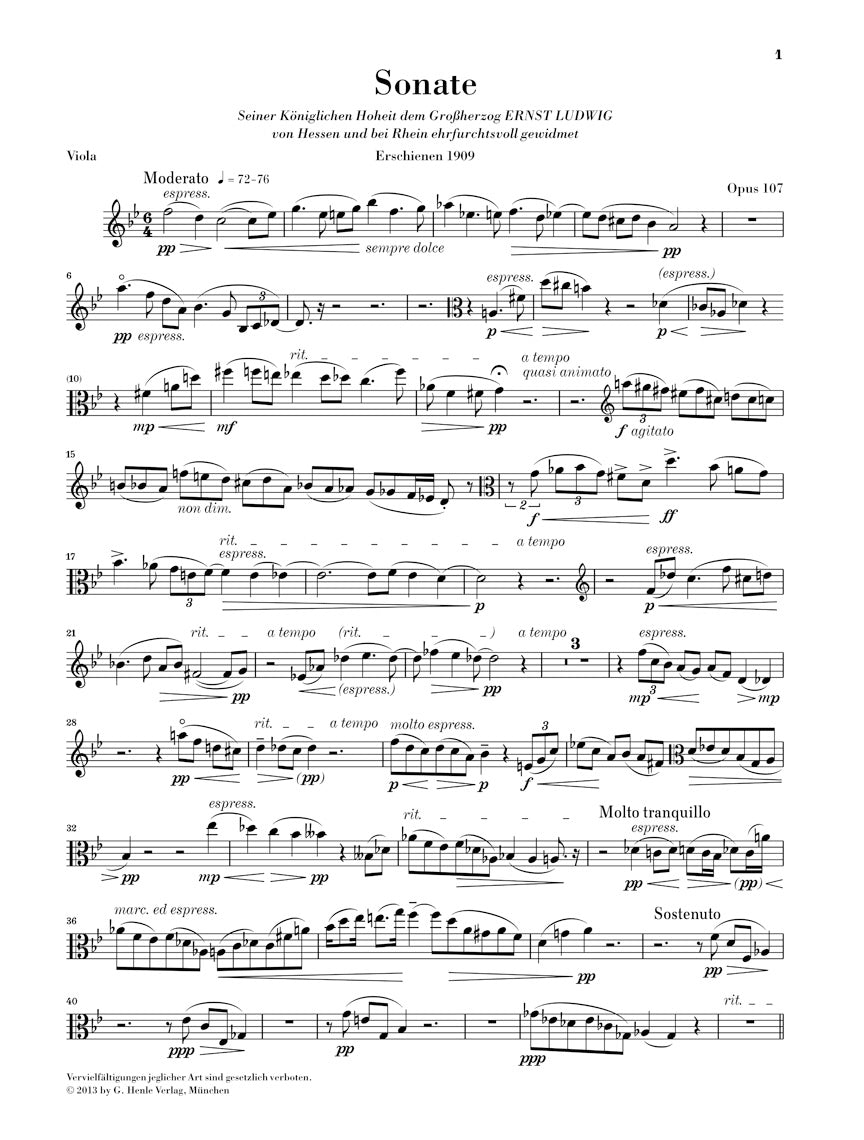 Reger: Clarinet Sonata, Op. 107 (arr. for viola)