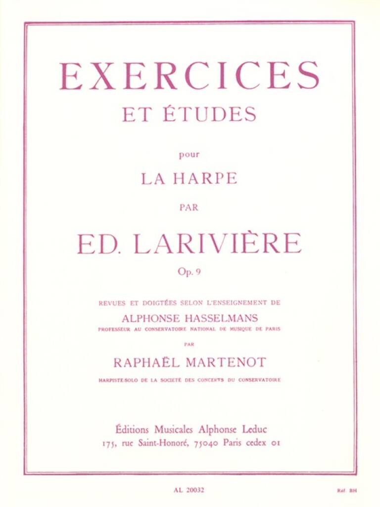 Larivière: Exercices et Etudes pour la Harpe