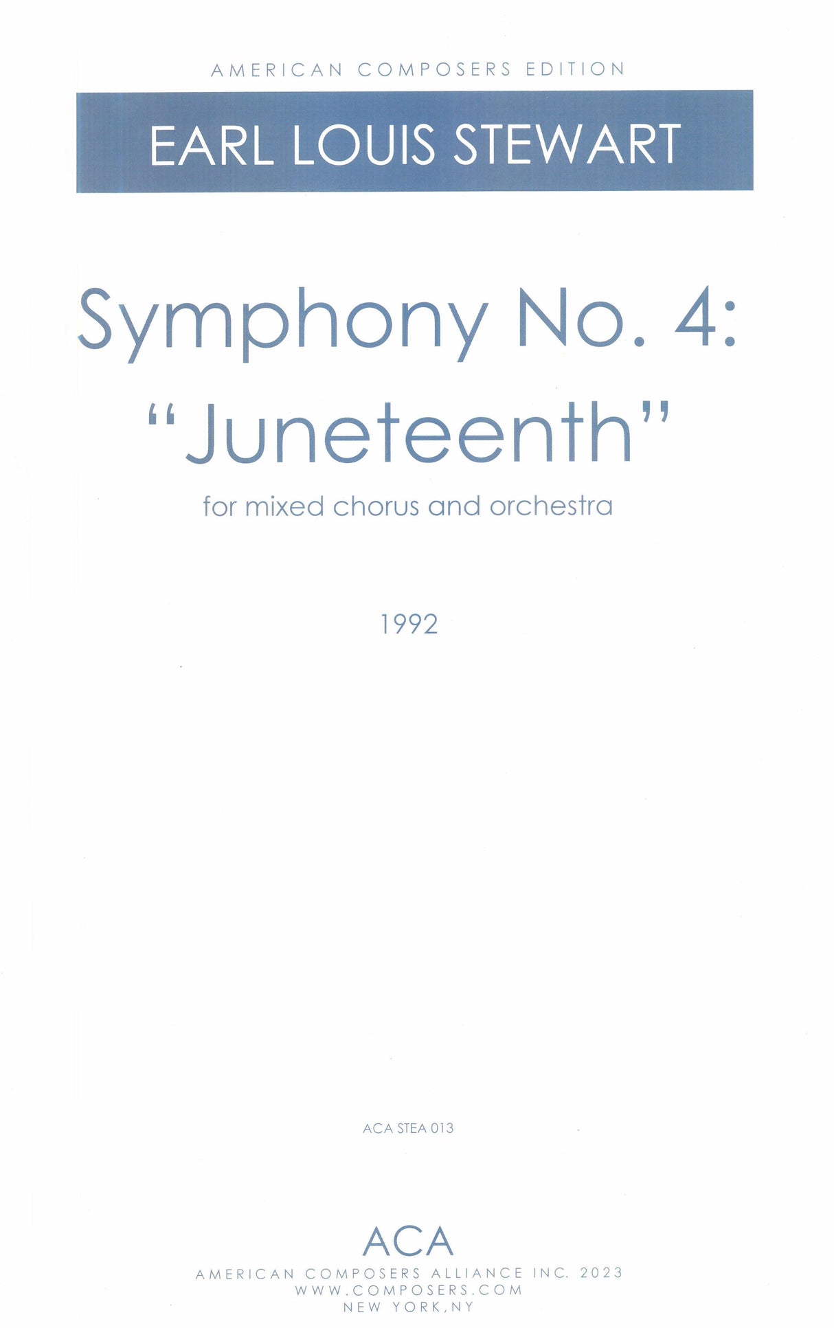 Stewart: Symphony No. 4 - "Juneteenth"