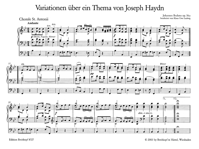 Brahms: Variations on a Theme by Haydn, Op. 56a (arr. for organ)