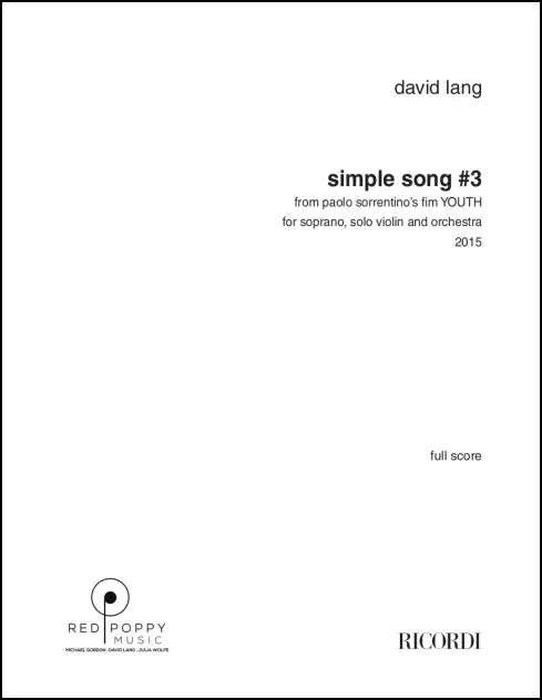 Lang: simple song #3 (Version for soprano, violin and chamber ensemble)