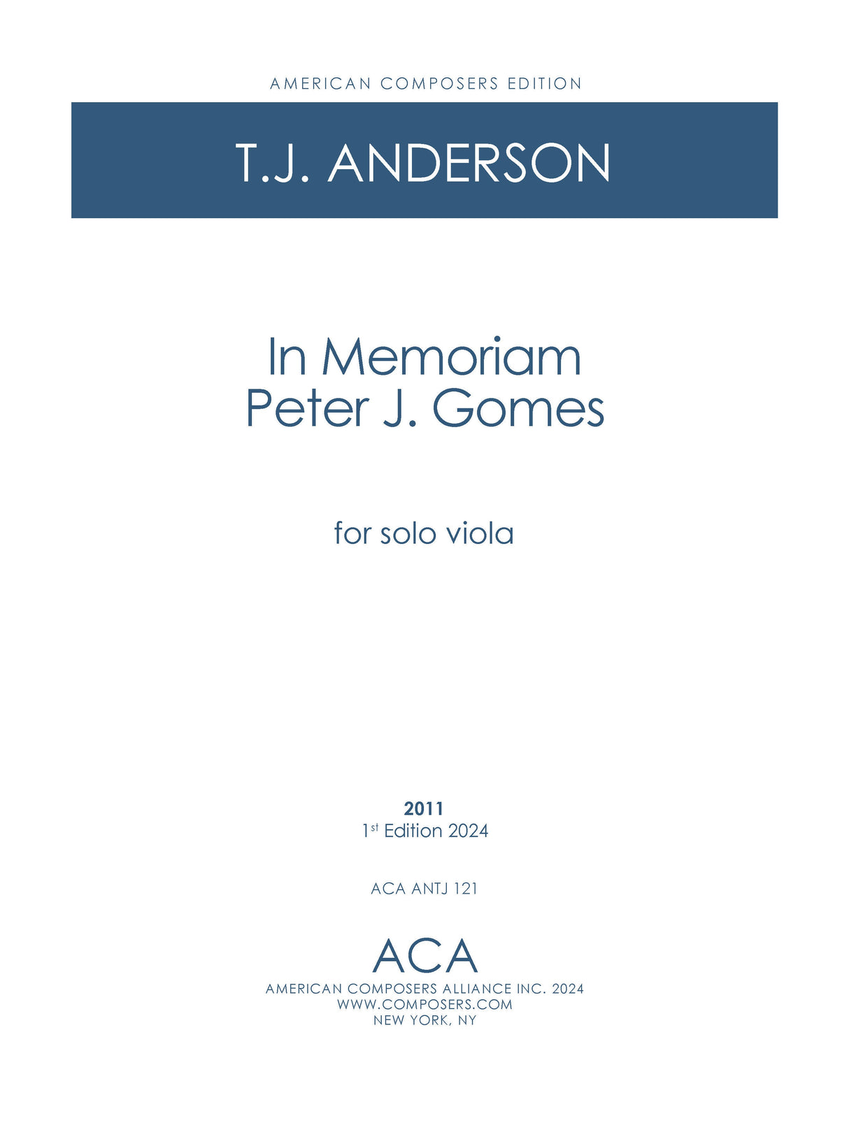 T.J. Anderson: In Memoriam - Peter J. Gomes