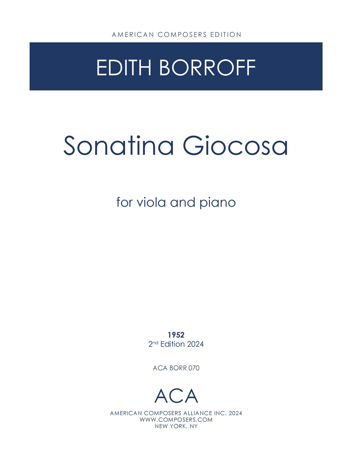 Borroff: Sonatina Giocosa