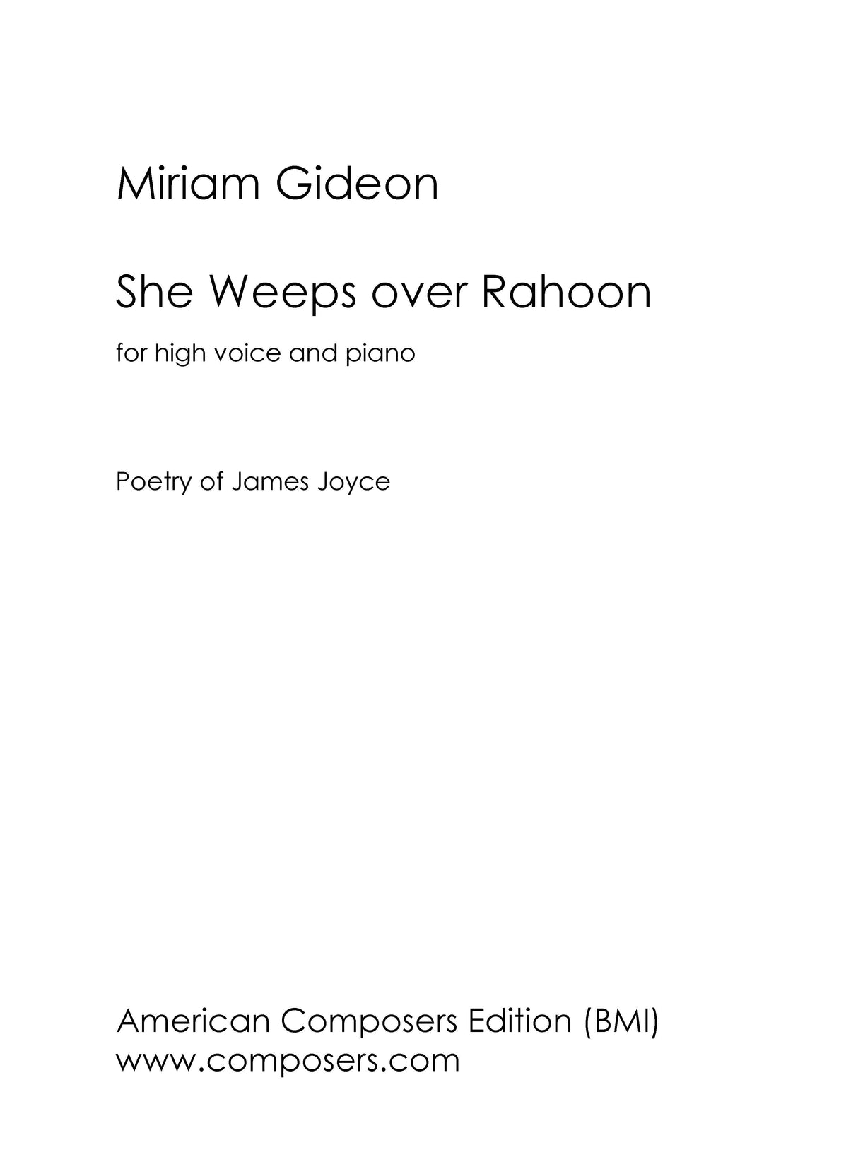 Gideon: She Weeps Over Rahoon