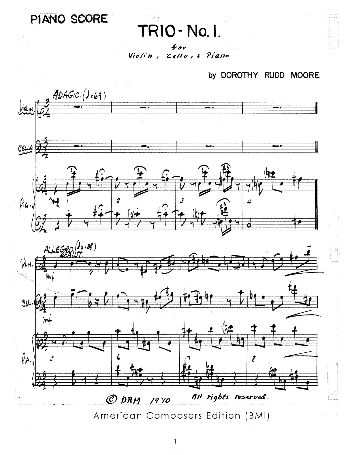 Moore: Piano Trio No. 1