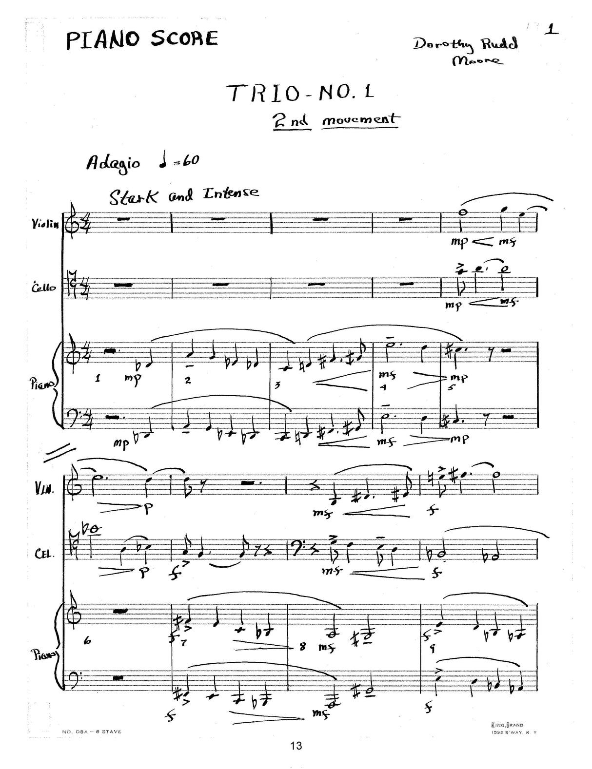 Moore: Piano Trio No. 1