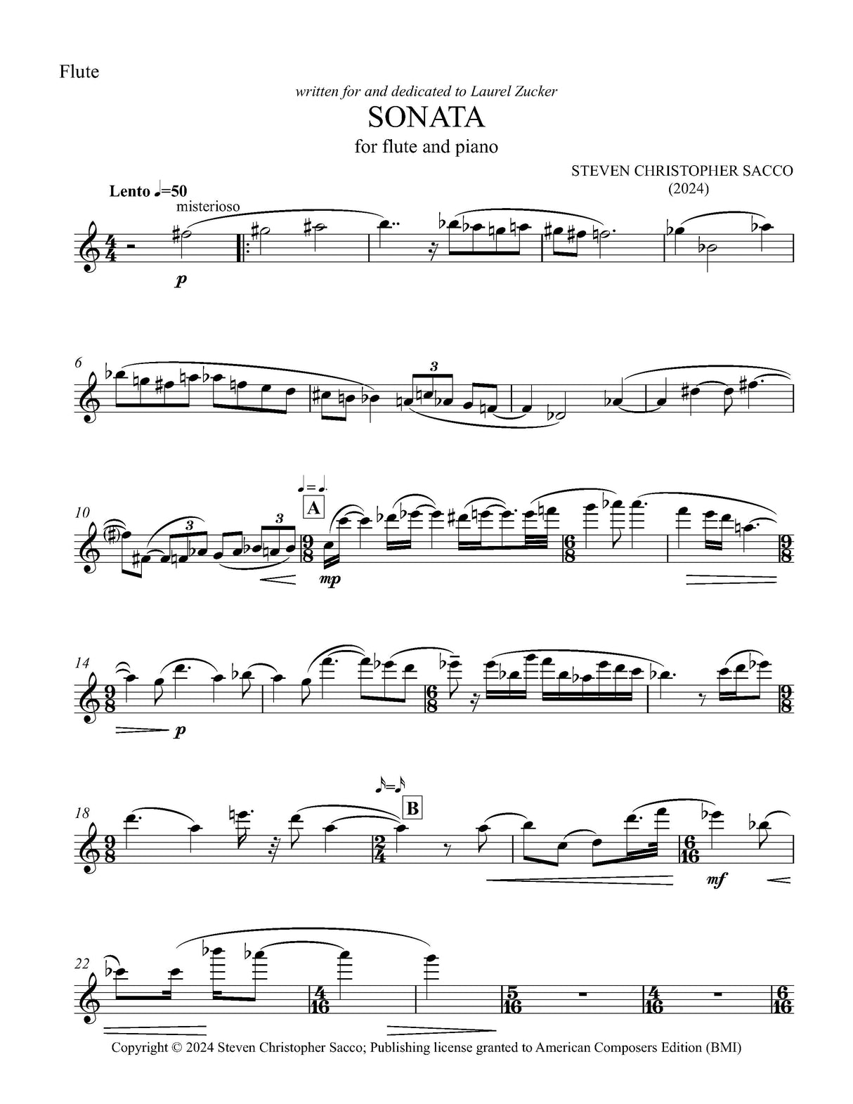 Sacco: Flute Sonata