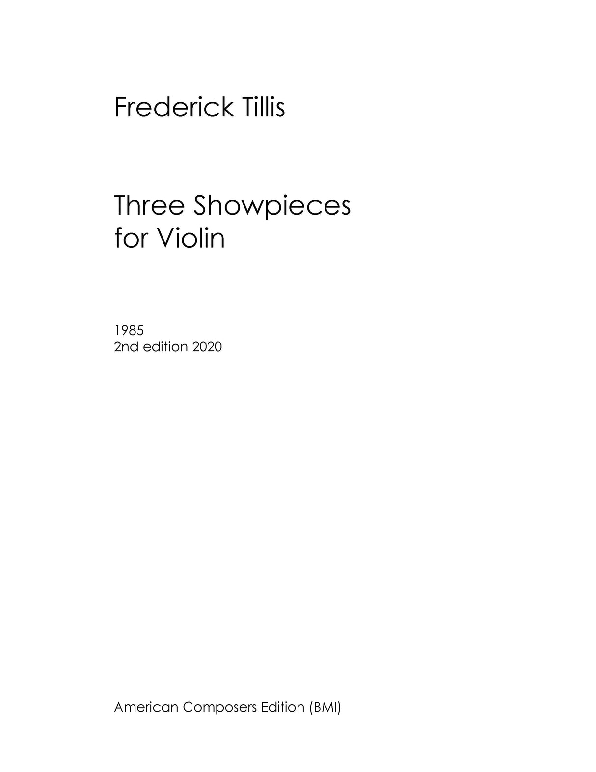 Tillis: Three Showpieces for Violin