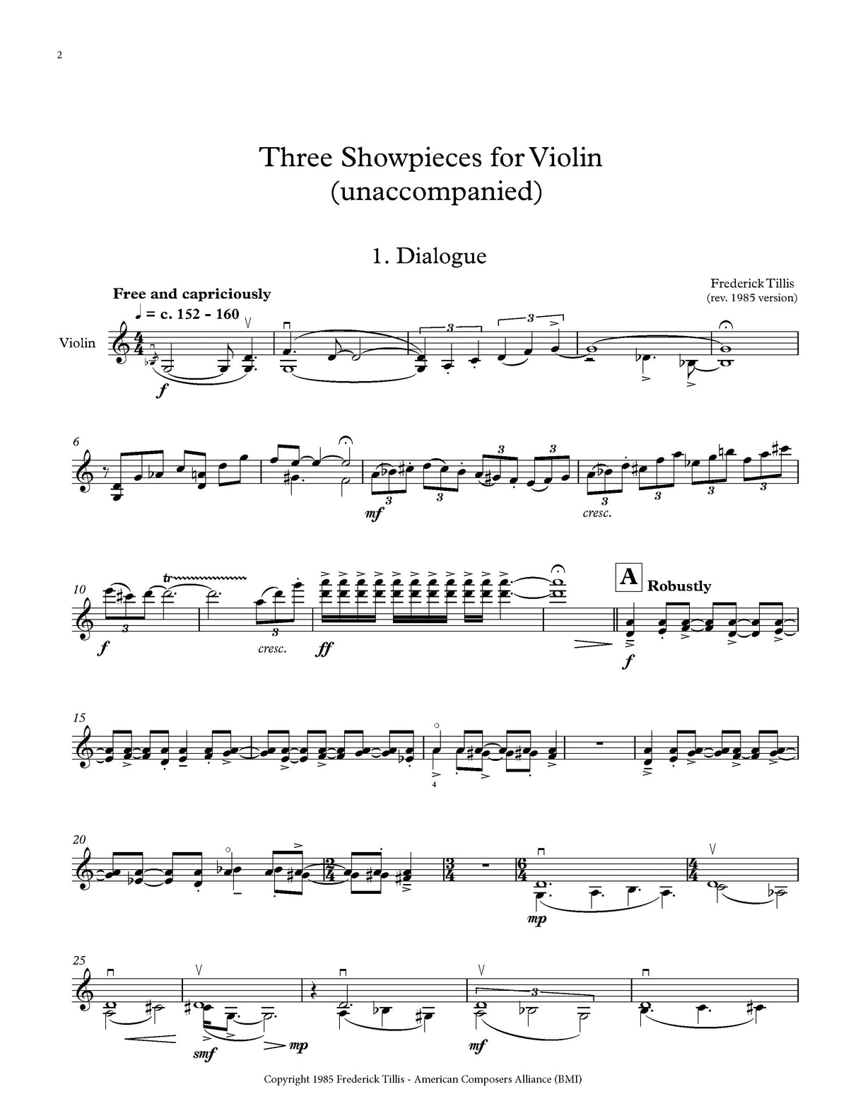 Tillis: Three Showpieces for Violin