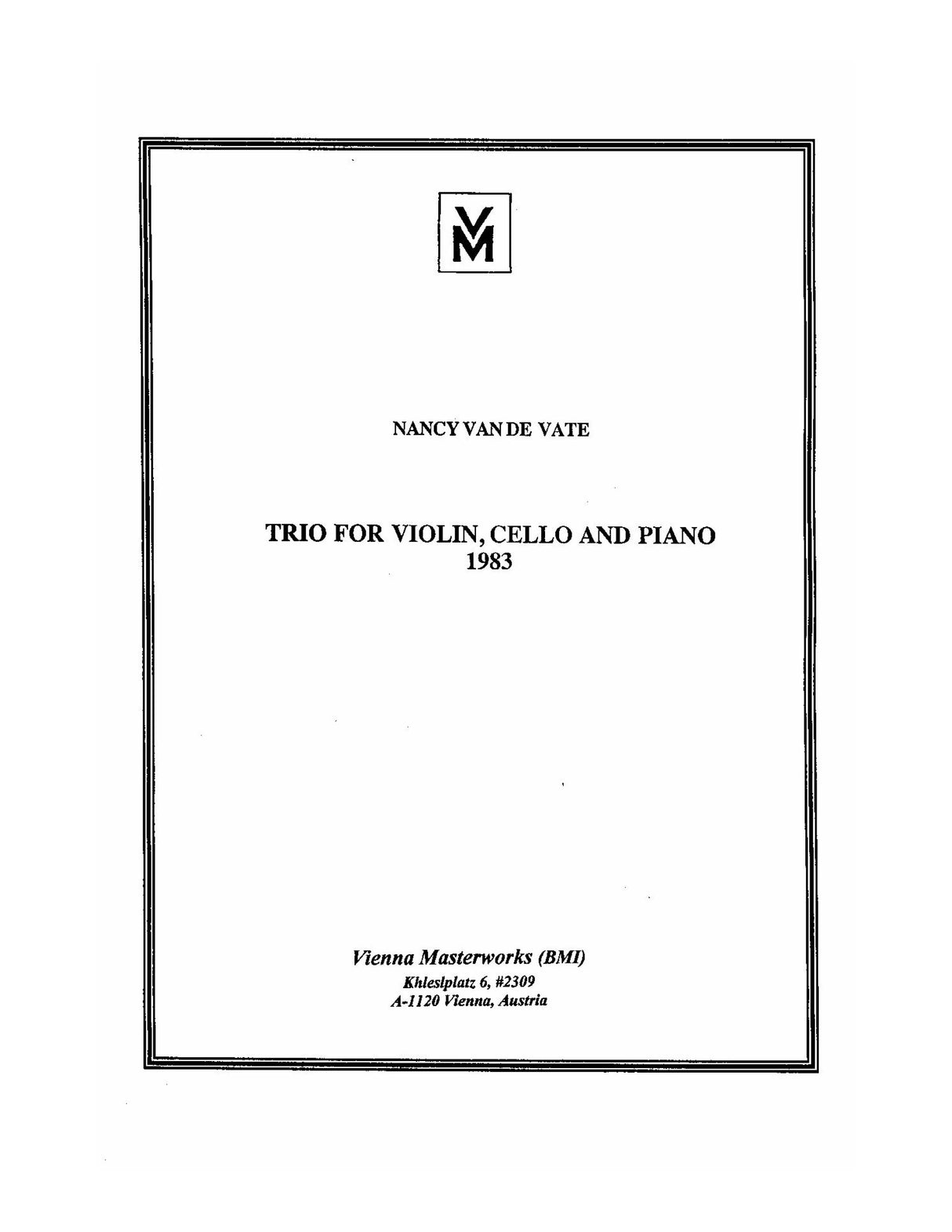 Vate: Trio for Violin, Cello and Piano