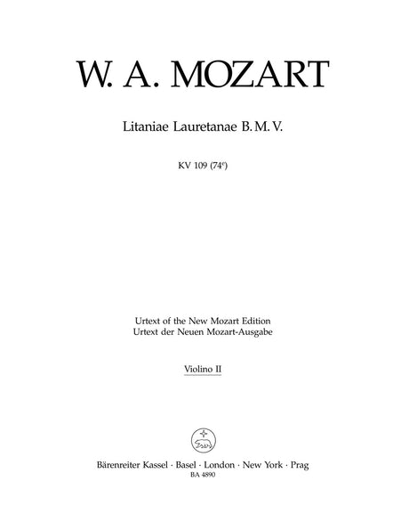 Mozart: Litaniae Lauretanae B.M.V. in B-flat Major, K. 109 (74e)