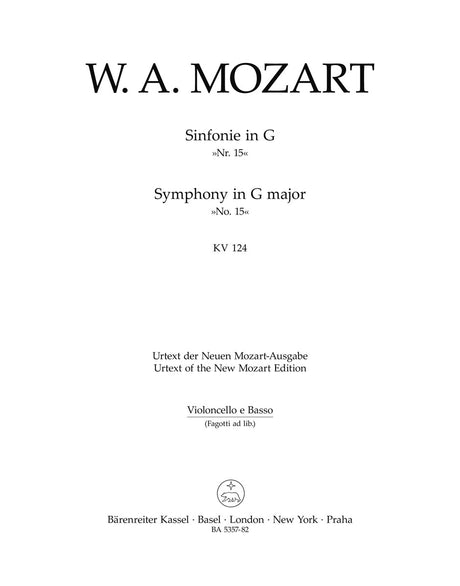 Mozart: Symphony No. 15 in G Major, K. 124