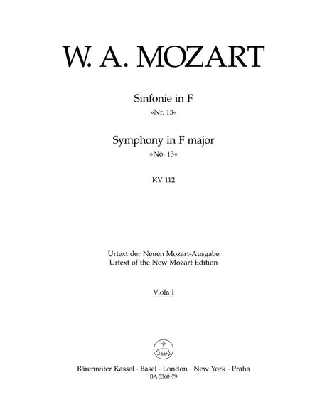 Mozart: Symphony No. 13 in F Major, K. 112