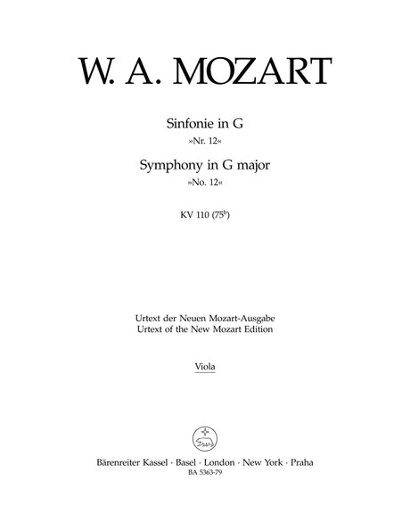 Mozart: Symphony No. 12 in G Major, K. 110 (75b)