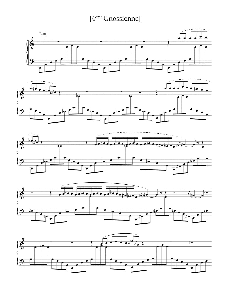 Partition de piano Gnossienne n°3 de Erik Satie