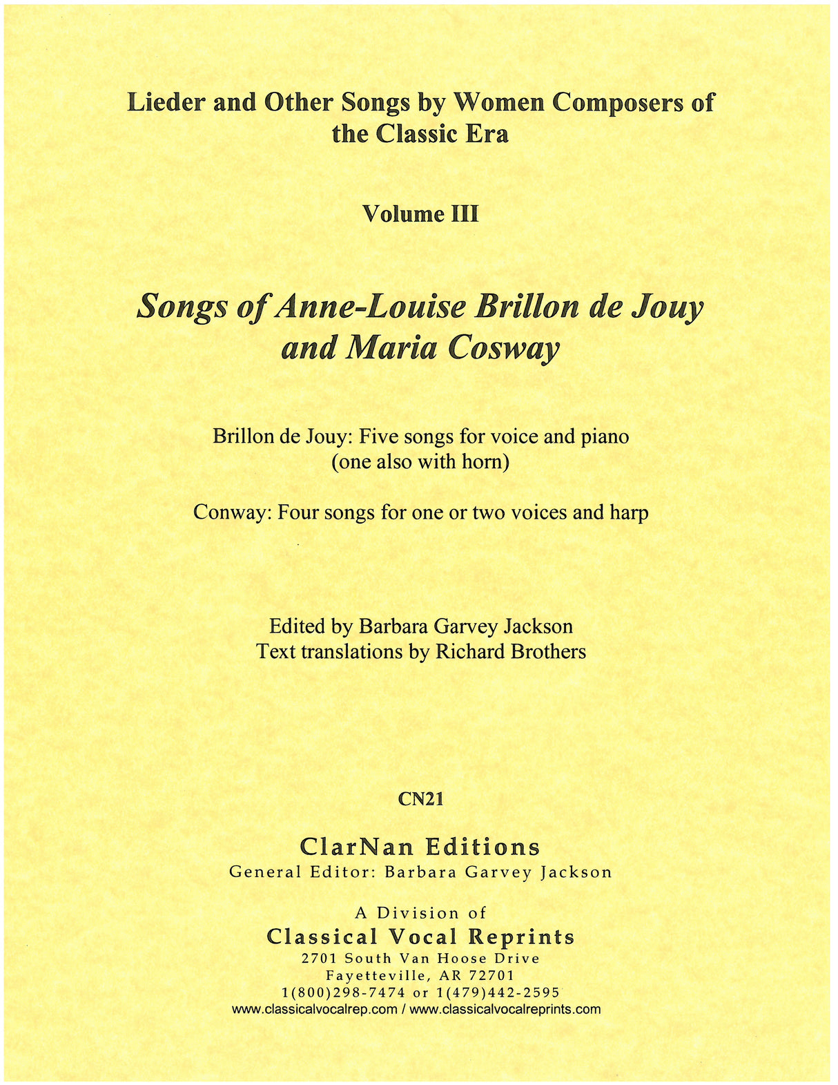 Songs of Anne-Louise Brillon de Jouy and Maria Cosway