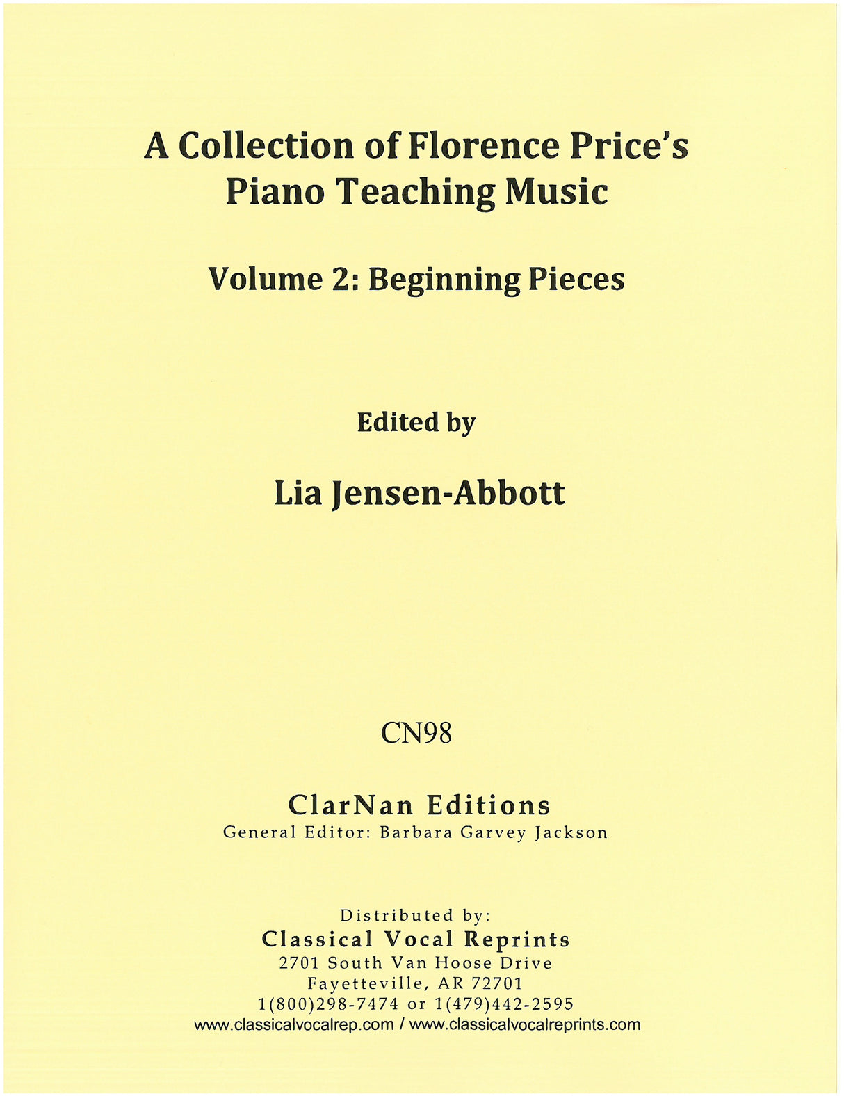 A Collection of Florence Price's Piano Teaching Music - Volume 2 (Beginning Pieces)