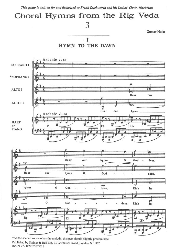 Holst: Choral Hymns from the Rig Veda - Third Group, H 99, Op. 26