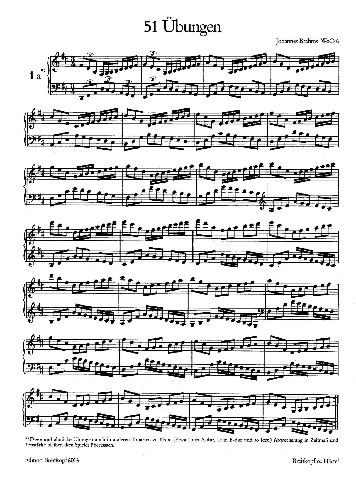 Brahms: 51 Exercises for Piano, WoO 6