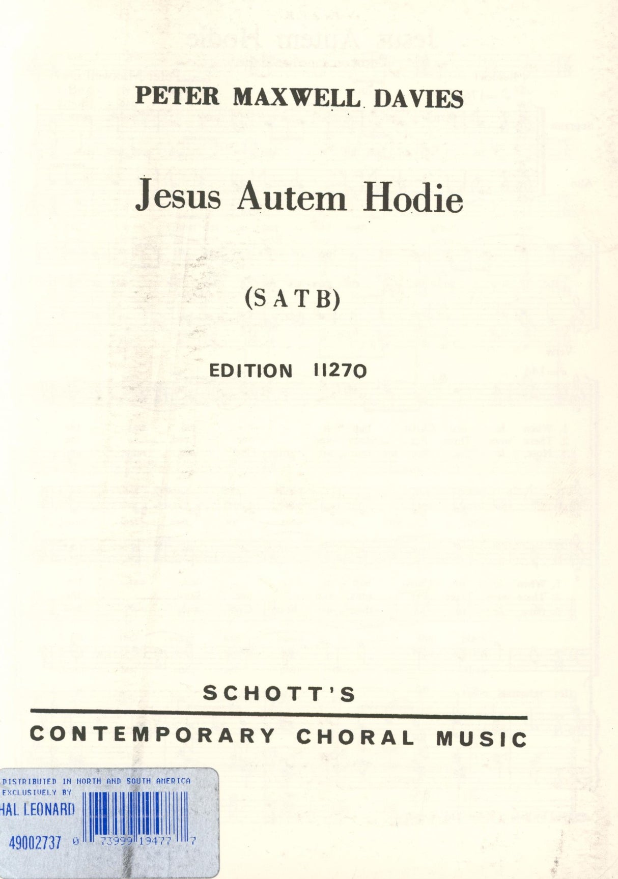 Davies: Jesus Autem Hodie