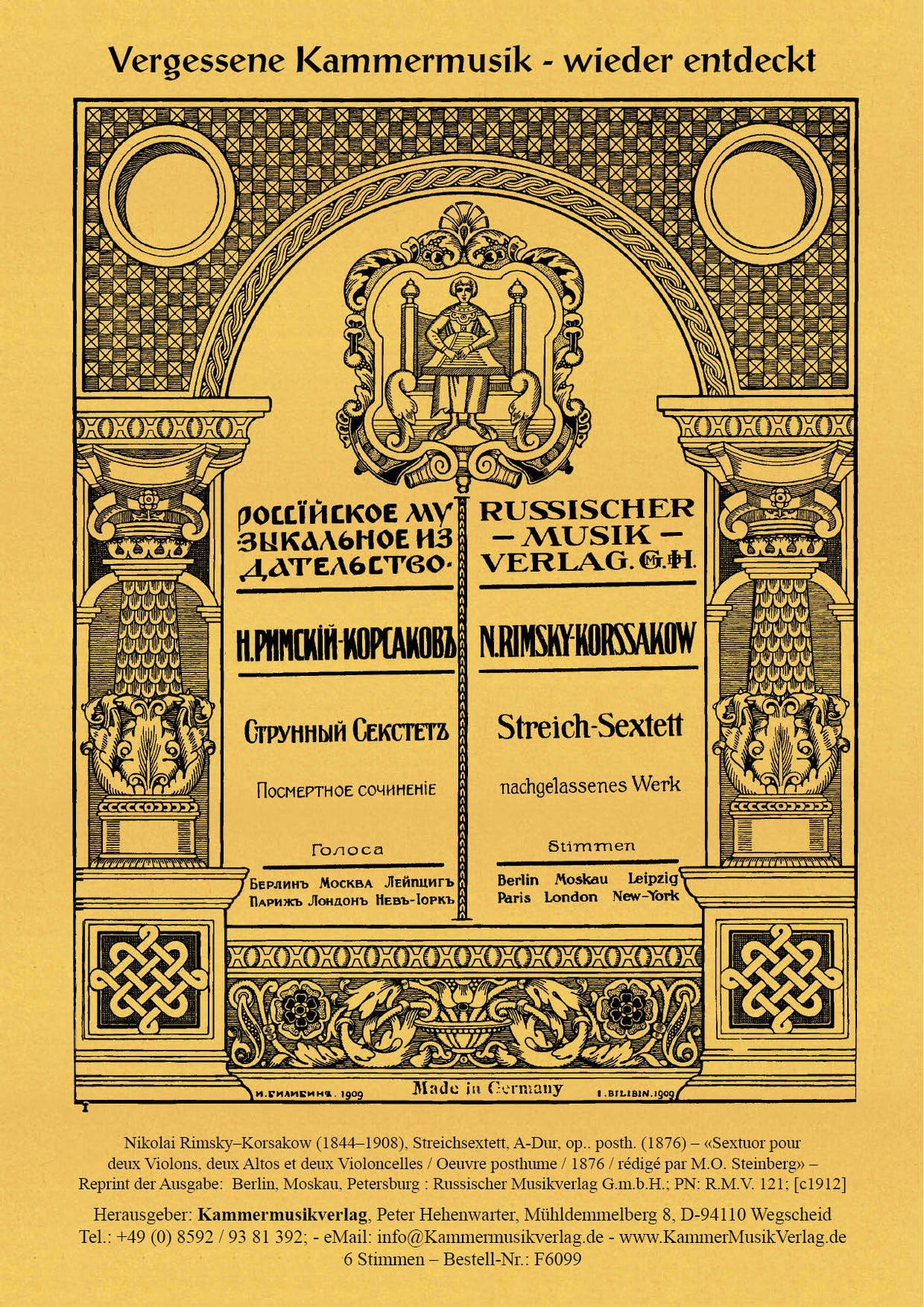 Rimsky–Korsakov: String Sextet in A Major (Version with optional Double Bass)