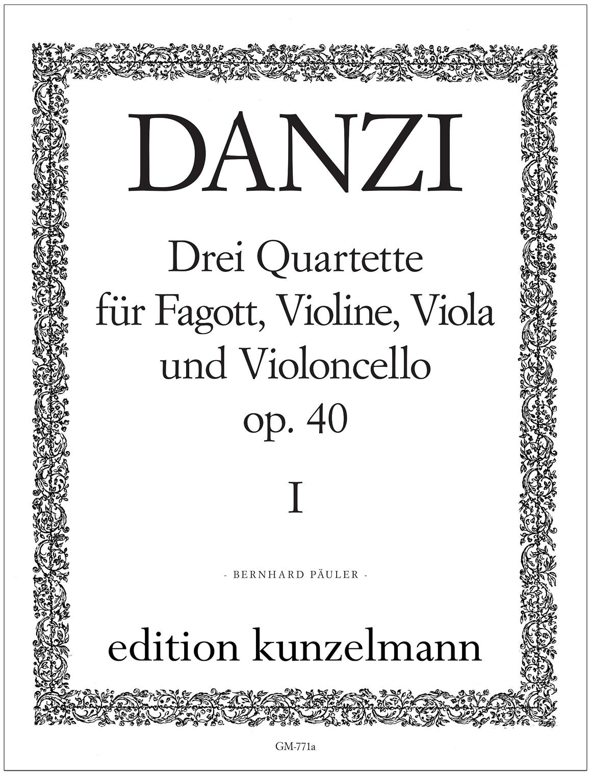 Danzi: Bassoon Quartet in C Major, Op. 40, No. 1 (Set of Parts)