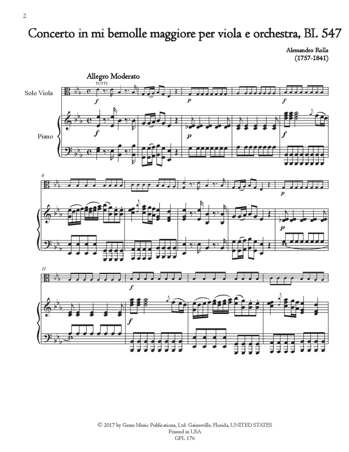 Rolla: Viola Concerto in E-flat Major, BI. 547