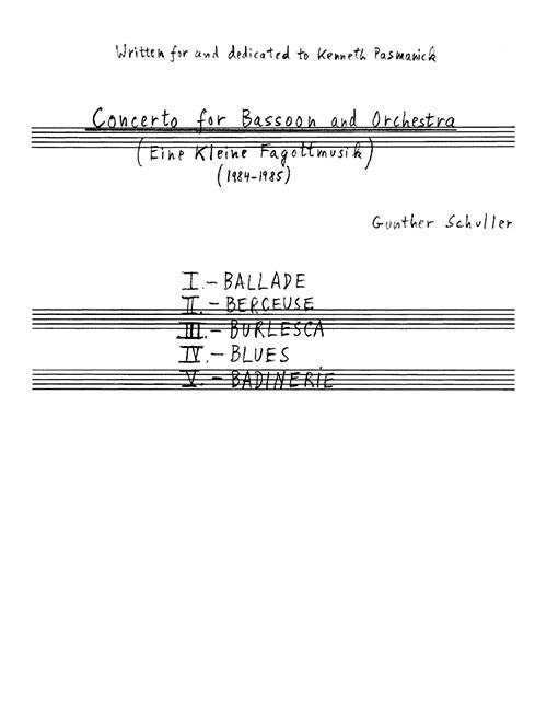 Schuller: Bassoon Concerto