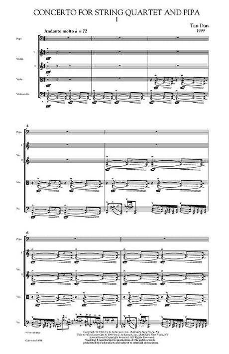 Tan: Concerto for String Quartet and Pipa