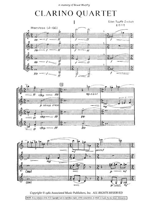 Zwilich: Clarino Quartet for 4 Clarinets