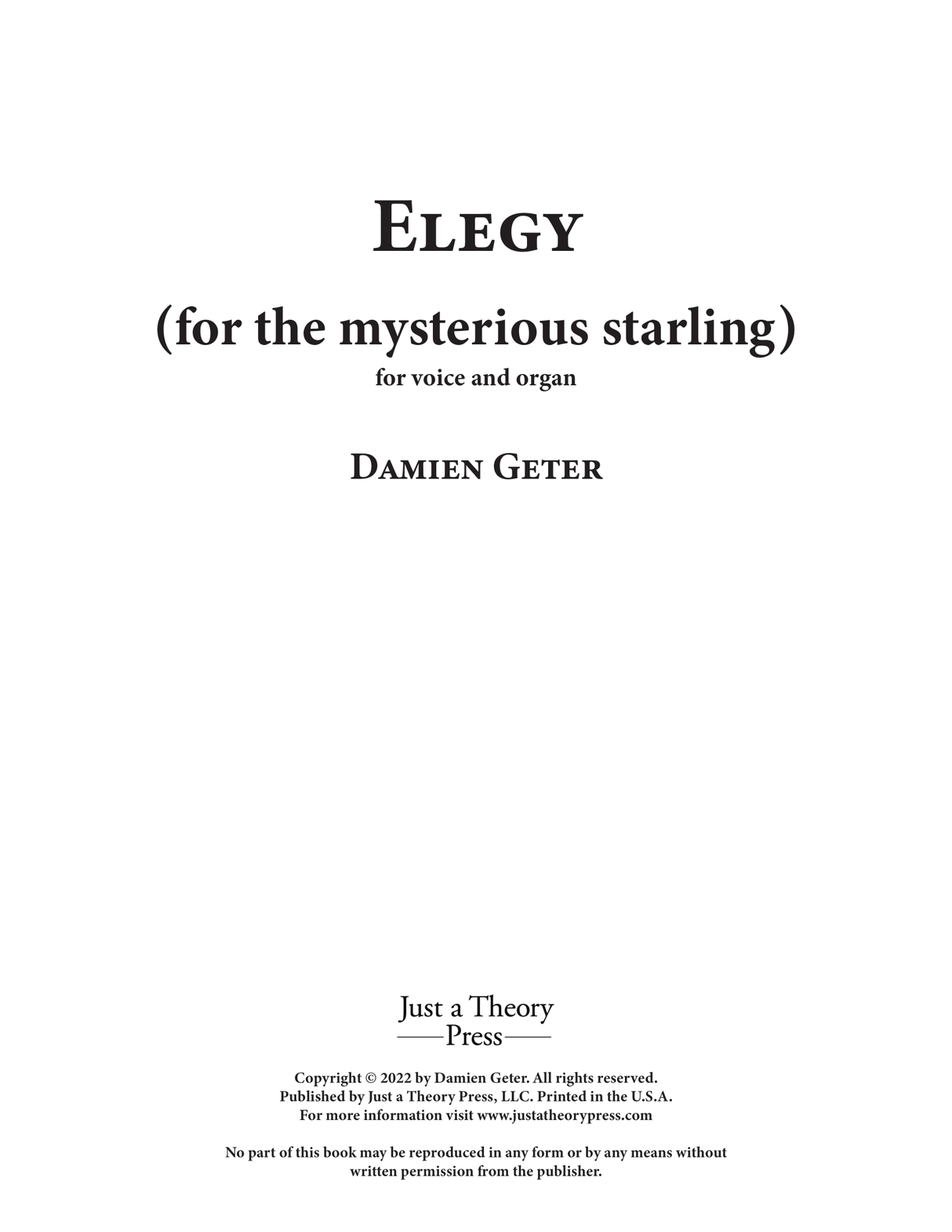 Geter: Elegy (for the Mysterious Starling)