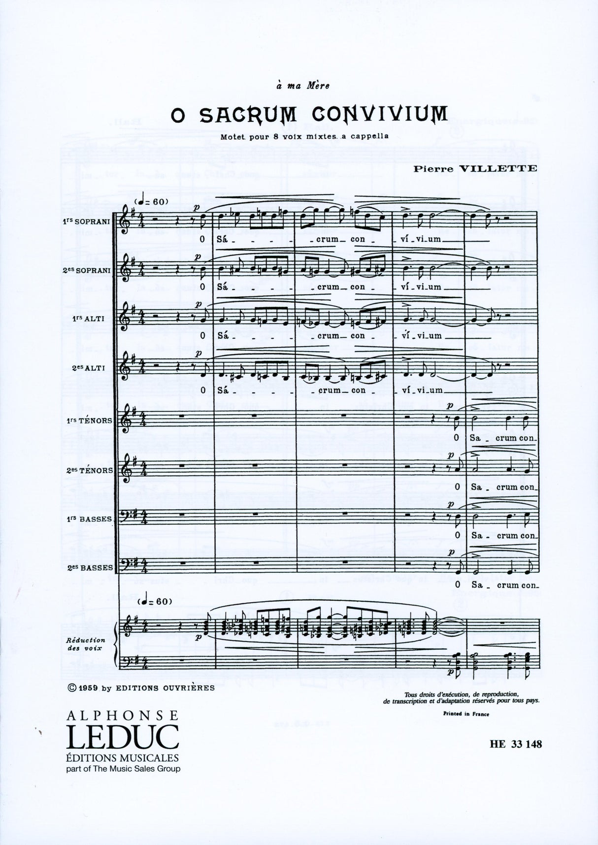 Villette: O Sacrum Convivium, Op. 27